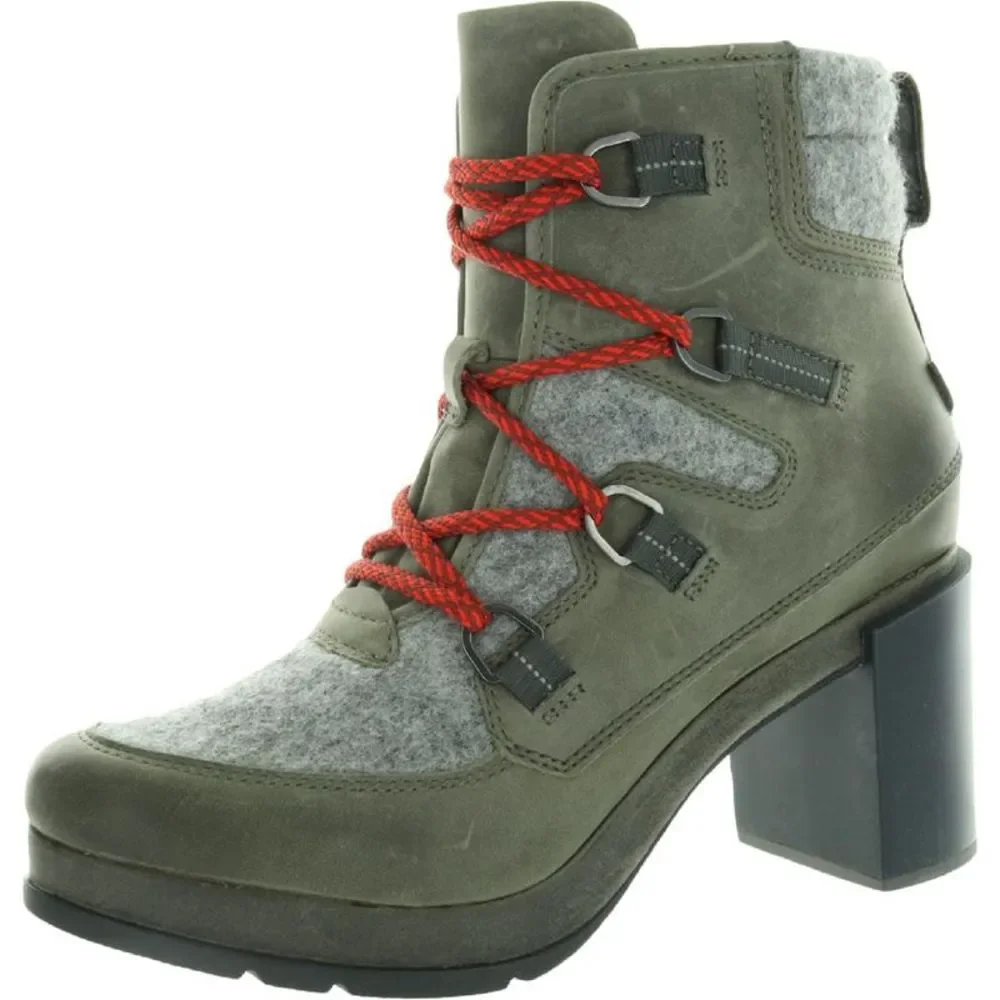 Sorel Womens Blake Gray Leather Waterproof Lace Up Ankle Boots Shoes NWT